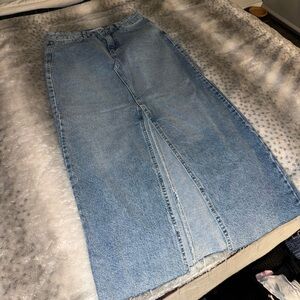 Bershka Light Blue Denim Maxi Skirt